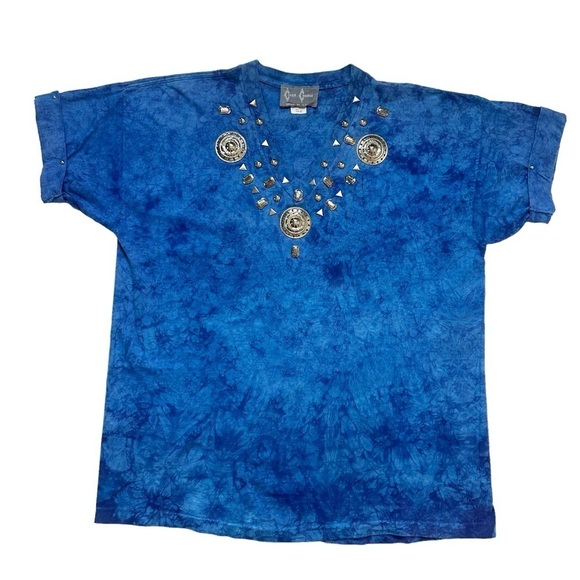 Vintage Stonewashed Western Motif Shirt in Blue One Size - Picture 2 of 11